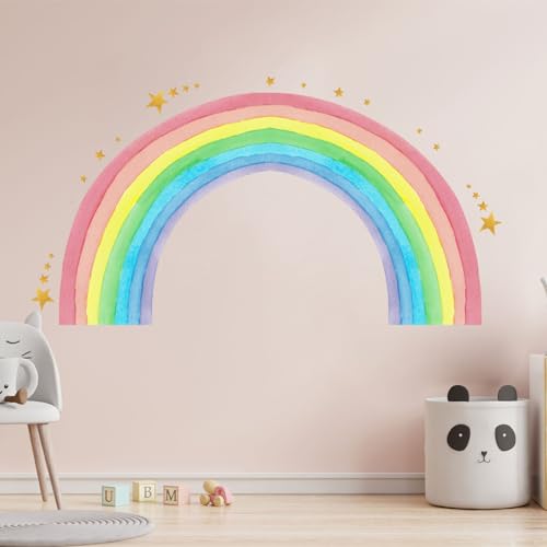 Kinderzimmer Regenbogen Wandaufkleber Roßer Regenbogen Selbstklebend Pastell Bunt Regenbogen Wandsticker Wandbild Riesiger Selbstklebend Regenbogen Wandsticker Deko Kinderzimmer Wanddeko Babyzimmer von YUWJOOWEE