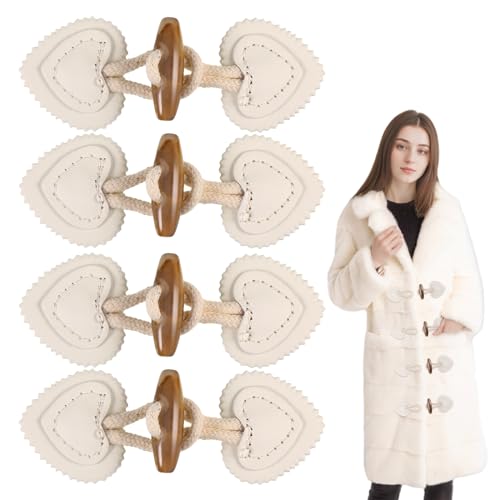 Leder Knebelverschlüsse,Knebelknöpfe Toggle Buttons 4 Paar Knöpfe aus Kunstleder Trenchcoat Harz Knöpfe Mantel Knöpfe Knöpfe Hornknöpfe für Mäntel aus Kunstleder, Jacken, Strickwaren, Windjacken von YUWJOOWEE