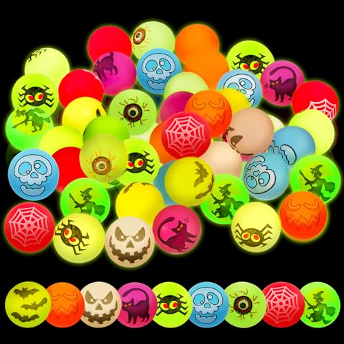 YUWJOOWEE 30 Stück Halloween Luminous Flummi für Kinder, Halloween Flummies für Kinder Mitgebsel, Im Dunkeln leuchtende Springende Bälle für HalloweenParty Mitgebsel Geschenk Süßes oder Saures von YUWJOOWEE