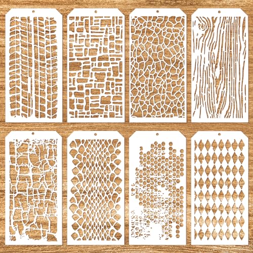 8 Stück Malschablonen Zum Basteln Wiederverwendbare Ziegelwaben-Mischtechnik-Kunsttextur-Schablonen Zum Malen Auf Kartenherstellung Leinwand Diy-Bastelmöbelpapier (8 Mischmedien) von YUXIANLB