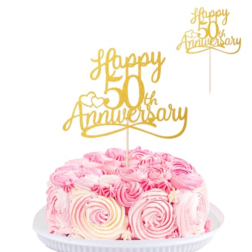 YUXIANG Tortenaufsatz zum 50. Hochzeitstag, glitzernde goldene Kuchendekoration für Hochzeitstag, Party, 50. Jahrestag, Geburtstag, Party-Dekorationen für Kuchen, Zuckerguss, Dekoration, Kochen YUXIANG Tortenaufsatz zum 50. Hochzeitstag, glitzernde goldene Kuchendekoration für Hochzeitstag, Party, 50. Jahrestag, Geburtstag, Party-Dekorationen für Kuchen, Zuckerguss, Dekoration, Kochen von YUXIANLB