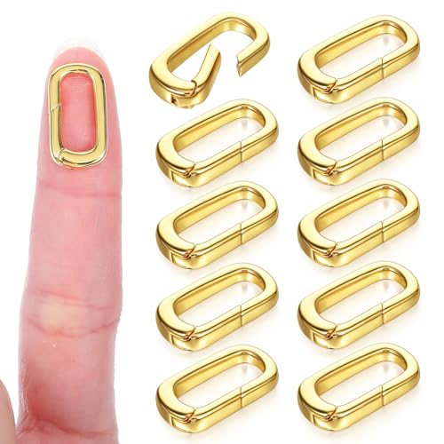 YUXIANLB 10 Stück Ovaler Kettenverschluss Gold Ovaler Verschluss ovale Schmuckverschlüsse mit schließendem Verschluss Schmuck Karabiner Mini Ovale Armband Verschlüsse zur Herstellung von Schmuck von YUXIANLB