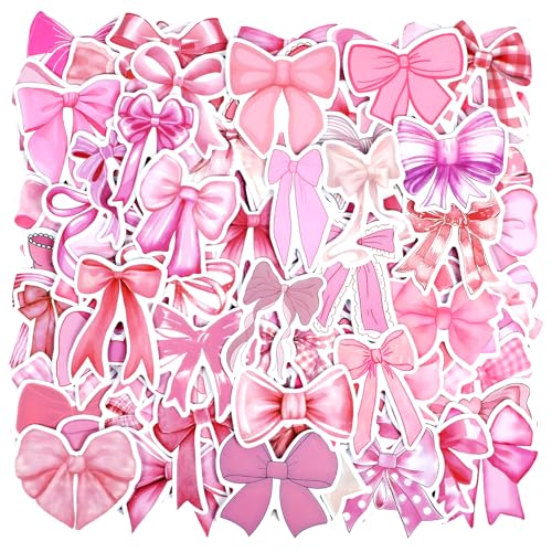 YUXIANLB 100 Stück Schleifenaufkleber Süße Rosa Vinyl Aufkleber Wasserfest und Langlebig Lustige Schleifenmotive für Wasserflasche Laptop Computer Tagebuch DIY Dekoration Geschenke für Erwachsene von YUXIANLB
