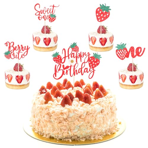 YUXIANLB 13 Teiliges Beeren Happy Birthday Kuchen Dekor Rote Glitzer Obstkuchen Picker für Erdbeer Thema Kuchendekorationszubehör für Babypartys Kindergeburtstage YUXIANLB 13 Teiliges Beeren Happy Birthday Kuchen Dekor Rote Glitzer Obstkuchen Picker für Erdbeer Thema Kuchendekorationszubehör für Babypartys Kindergeburtstage von YUXIANLB