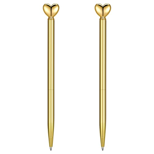YUXIANLB 2 Stück Herzförmige Kugelschreiber Einziehbare Metall-Dekorationsstifte 1,0 Mm Schwarze Tinte Im Großpack Niedliche Stifte Geschenke Für Frauen Schule Büro Hochzeit Brautparty Babyparty Gold YUXIANLB 2 Stück Herzförmige Kugelschreiber Einziehbare Metall-Dekorationsstifte 1,0 Mm Schwarze Tinte Im Großpack Niedliche Stifte Geschenke Für Frauen Schule Büro Hochzeit Brautparty Babyparty Gold von YUXIANLB