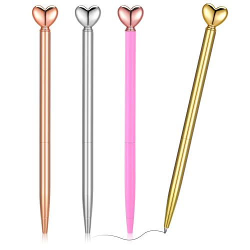 YUXIANLB 4 Stück Herzförmige Kugelschreiber Einziehbare Metall-Dekorationsstifte 1,0 Mm Schwarze Tinte Im Großpack Niedliche Stifte Geschenke Für Frauen Schule Büro Hochzeit Brautparty Babyparty YUXIANLB 4 Stück Herzförmige Kugelschreiber Einziehbare Metall-Dekorationsstifte 1,0 Mm Schwarze Tinte Im Großpack Niedliche Stifte Geschenke Für Frauen Schule Büro Hochzeit Brautparty Babyparty von YUXIANLB