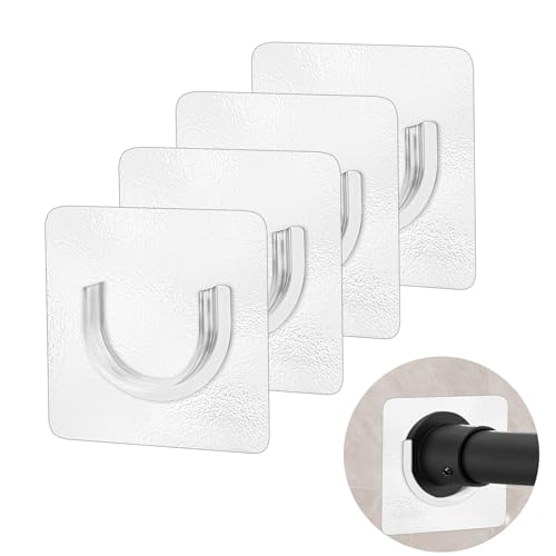 YUXIANLB 4 Stück Selbstklebende Duschstangenhalter Transparent Bohrfreie Montage Duschvorhangstangenhalter für Bad und Kleiderschrank Starker Plastik-Halter Schnelle Installation ohne Bohren YUXIANLB 4 Stück Selbstklebende Duschstangenhalter Transparent Bohrfreie Montage Duschvorhangstangenhalter für Bad und Kleiderschrank Starker Plastik-Halter Schnelle Installation ohne Bohren von YUXIANLB