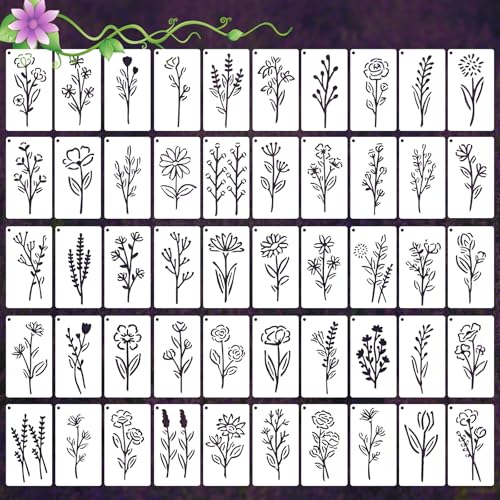 YUXIANLB 50 Stück Botanische Blumenschablonen Zum Basteln Wiederverwendbare Schablonen Basteln Zeichenvorlagen Zum Malen Tapeten Wildblumen Blumen Malschablonen Set für DIY Kunst Scrapbook Heim YUXIANLB 50 Stück Botanische Blumenschablonen Zum Basteln Wiederverwendbare Schablonen Basteln Zeichenvorlagen Zum Malen Tapeten Wildblumen Blumen Malschablonen Set für DIY Kunst Scrapbook Heim von YUXIANLB