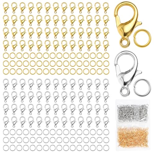 YUXIANLB 700 Stück Hummerklauenverschlüsse Offene Biegeringe Set Hummerklauen Für Schmuckherstellung Gold Silberkettenverschluss Armbandverschlüsse Verschlüsse Hummerklauen Papageienauslöser Verschlüs YUXIANLB 700 Stück Hummerklauenverschlüsse Offene Biegeringe Set Hummerklauen Für Schmuckherstellung Gold Silberkettenverschluss Armbandverschlüsse Verschlüsse Hummerklauen Papageienauslöser Verschlüs von YUXIANLB