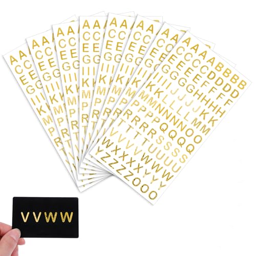 YUXIANLB 8 Blatt Scrapbook Supplies Buchstaben Aufkleber Sticky Letters Iron On Gold Buchstaben Niedliche Aufkleber Buchstaben Schablonen Brief Aufkleber Vinyl Buchstaben Aufkleber Kleine von YUXIANLB