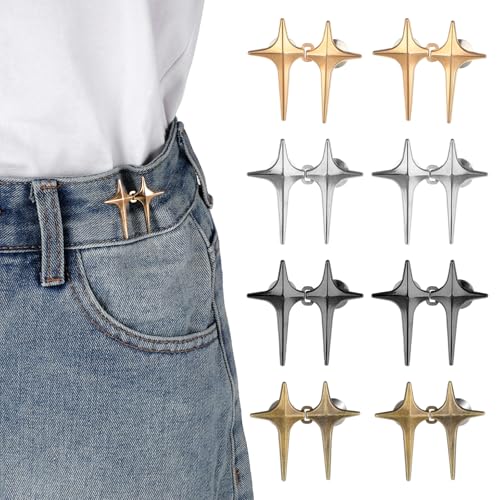 YUXIANLB 8 Stück Verstellbare Sternknopf Hosenträger Kein Nähen Erforderlich Abnehmbar Wiederverwendbar Metall Knöpfe Schnallen für Jeans Röcke Kleider Hosen Kleidung Büro Freizeit Reisen von YUXIANLB