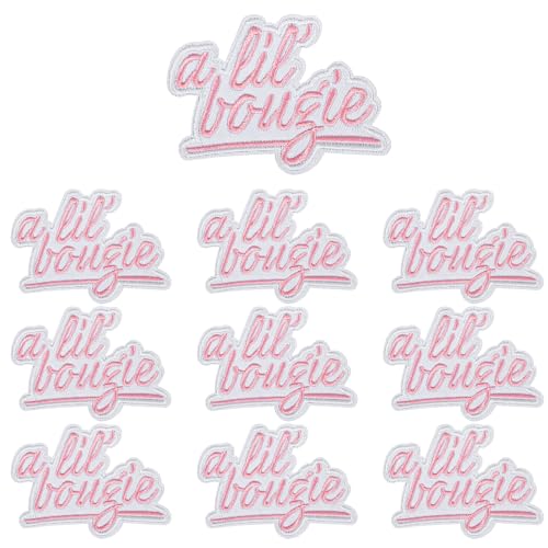 YUXIANLB A Lil' Bougie Bügelbilder, 10 Stück, klassische rosa Buchstaben zum Aufbügeln oder Aufnähen, lustige Bügelapplikationen für Kleidung, Taschen, Hüte, T-Shirts, Jeans, Jacken, DIY-Zubehör YUXIANLB A Lil' Bougie Bügelbilder, 10 Stück, klassische rosa Buchstaben zum Aufbügeln oder Aufnähen, lustige Bügelapplikationen für Kleidung, Taschen, Hüte, T-Shirts, Jeans, Jacken, DIY-Zubehör von YUXIANLB