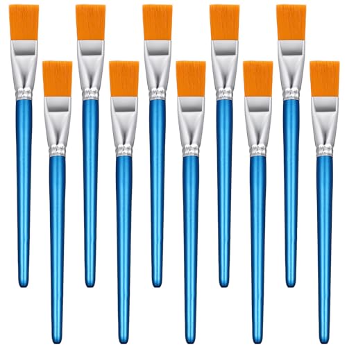 YUXIANLB Flache Pinsel Nylon Pinsel Set für Acrylmalerei 10 Stück Mini Synthetikpinsel mit Holzgriff für Künstlermalerei Aquarell Leinwand Detailmalerei Öl Gesichtsmalerei, Himmelblau YUXIANLB Flache Pinsel Nylon Pinsel Set für Acrylmalerei 10 Stück Mini Synthetikpinsel mit Holzgriff für Künstlermalerei Aquarell Leinwand Detailmalerei Öl Gesichtsmalerei, Himmelblau von YUXIANLB