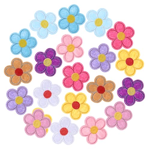 YUXIANLB Selbstklebender Aufnäher zum Aufbügeln, 20 Stück, Blumen-Dekor, bestickte Flicken, niedliche Gänseblümchen-Applikation, Aufkleber, Stoffaufkleber für selbstgemachte Kleidung, Jeans, von YUXIANLB