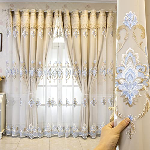 Elegance 2 Schichten Spitzen Stickerei Tüll Verdunkelungsvorhänge,Doppelstöckiger Blickdicht Vorhang mit Voile,Kinder Wohnzimmer Schlafzimmer Deko Wärmeisolierter Double Deck Öse Blackout Gardinen,1 Elegance 2 Schichten Spitzen Stickerei Tüll Verdunkelungsvorhänge,Doppelstöckiger Blickdicht Vorhang mit Voile,Kinder Wohnzimmer Schlafzimmer Deko Wärmeisolierter Double Deck Öse Blackout Gardinen,1 von YUXINCAI