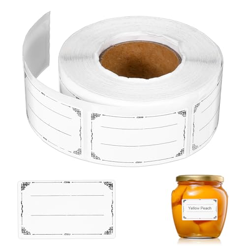 YUXMU 1 Rolle 600 Stück Etiketten Selbstklebend, 30x50mm Klebeetiketten zum Beschriften Marmeladen Aufkleber Etiketten Lebensmitteletiketten Gefrieretiketten für Gläser Marmelade Flaschen Tüten von YUXMU