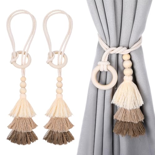 YUXMU 2 Stück Vorhang Raffhalter, Mode Dreieckige Quaste Boho Dekorative Gardinen Raffhalter für Haus, Büro, Fensterbehandlung Innen und Außenbereich von YUXMU