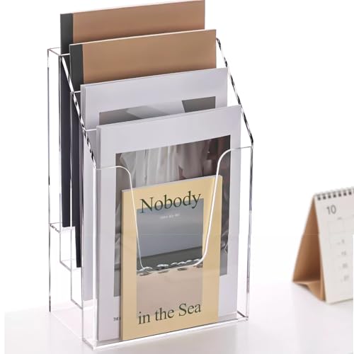 YUXUN Vertikaler Dreifach-Ordnerhalter, Acryl-Ordner, Aktenordner, transparenter Kristall von YUXUN