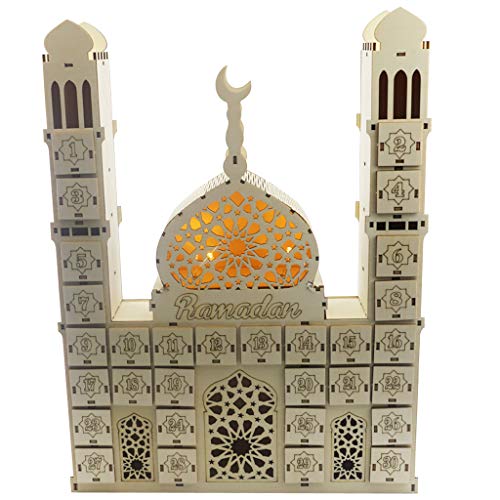 Ramadan Countdown-Kalender, Holz, Eid Mubarak, Ornament, Holzschublade für Zuhause, Party, Dekoration von YUYAN