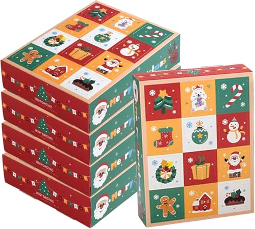 5 x Weihnachts-Adventskalender-Boxen zum Befüllen von 12 leeren Adventskalendern, selbstmontierte Weihnachts-Süßigkeiten-Boxen, Weihnachts-Süßigkeiten-Boxen für Weihnachtsfeiertage von YUYQAQ