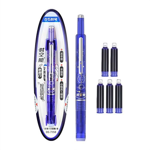 YUYQAQ Füllfederhalter, einziehbar, blaue, radierbare Tinte, Set enthält 5 nachfüllbare Tintenpatronen, kleine Spitze, transparenter Schaft für gleichmäßiges Schreiben, kein Auslaufen YUYQAQ Füllfederhalter, einziehbar, blaue, radierbare Tinte, Set enthält 5 nachfüllbare Tintenpatronen, kleine Spitze, transparenter Schaft für gleichmäßiges Schreiben, kein Auslaufen von YUYQAQ