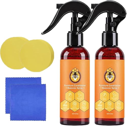 YUYQAQ Natürliches Bienenwachs-Pflegespray und Restorer, Bienenwachs-Möbelpolitur und Reiniger, wasserdichtes natürliches Bienenwachs-Spray für Holz, Leder und Möbelpolitur, 2 Stück YUYQAQ Natürliches Bienenwachs-Pflegespray und Restorer, Bienenwachs-Möbelpolitur und Reiniger, wasserdichtes natürliches Bienenwachs-Spray für Holz, Leder und Möbelpolitur, 2 Stück von YUYQAQ