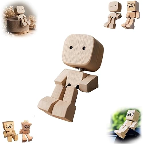 YUYQAQ Wackelnder Holzmann, Schüttelmann Holz, Charmante Kleine Holzfigur, Die Mit 12 Magnetischen Ausdrücke Schwankt, Leg-Shaking De-Stressing, Lustige Wackelkopf-Auto-armaturenbrett-dekors YUYQAQ Wackelnder Holzmann, Schüttelmann Holz, Charmante Kleine Holzfigur, Die Mit 12 Magnetischen Ausdrücke Schwankt, Leg-Shaking De-Stressing, Lustige Wackelkopf-Auto-armaturenbrett-dekors von YUYQAQ