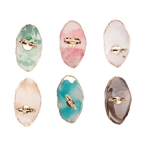 6pcs Nail Art Palette Tablett, Tragbare Weiche Harz-Mischpalette für Lippenstift Augenfarbe Mischringe Goldkante Nagel Gel Farbe Make-up Anzeigetafel Mischfarbe Nail Art Malerei von YUYTE