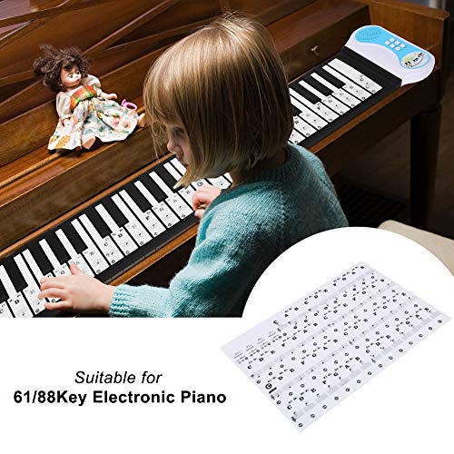 88-Tasten-Klavieraufkleber, Transparent, Einfach zu Verwendender Tastatur-Notenaufkleber [für Klavieranfänger] (BLACK) von YUYTE