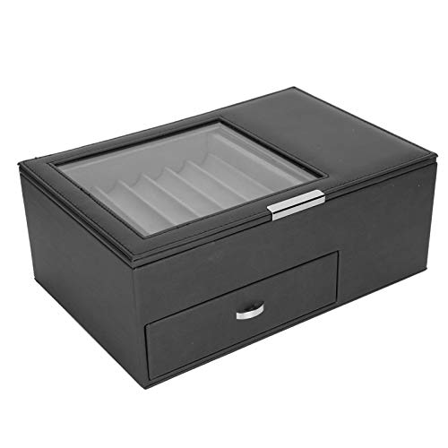 Die Stiftbox, der Organizer für die Stiftsammlung, die doppelschichtige Aufbewahrungshülle für Füllfederhalter und die multifunktionale Stiftbox aus PU-Leder für Stifte, Schreibwaren, Tinte(schwarz) von YUYTE