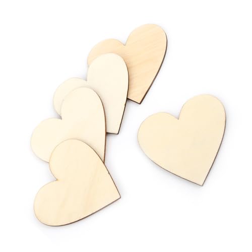 YUYTE 100pcs Hölzerne Herzausschnitte 10 Mm-80 Mm Verschiedene Größen Geschliffen Zum Handwerk für die Dekoration Scrapbooking-Kartenherstellung mit Natürlichen Holzfarben (80 mm) von YUYTE