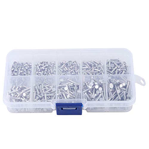 YUYTE 500pcs M2 Flat Head Feststoff Nieten Aluminiumblind Nieten Pop-Nieten 3mm-18mm Länge Multisize-Kit mit Flachem Kopf Zum Sicheren Befestigen von YUYTE