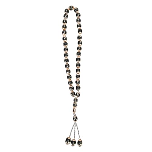 YUYTE Muslimische Gebetsperlen Tasbih Misbaha - 7 Farbharz Rosenkranz mit Geschnitzten Worten für Anbetung Unisex Elegantes Design 35 Cm 49g (BLACK) von YUYTE