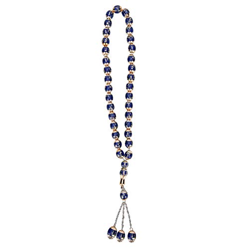 YUYTE Muslimische Gebetsperlen Tasbih Misbaha - 7 Farbharz Rosenkranz mit Geschnitzten Worten für Anbetung Unisex Elegantes Design 35 Cm 49g (BLUE) von YUYTE