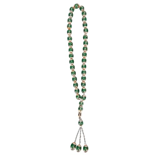 YUYTE Muslimische Gebetsperlen Tasbih Misbaha - 7 Farbharz Rosenkranz mit Geschnitzten Worten für Anbetung Unisex Elegantes Design 35 Cm 49g (GREEN) von YUYTE