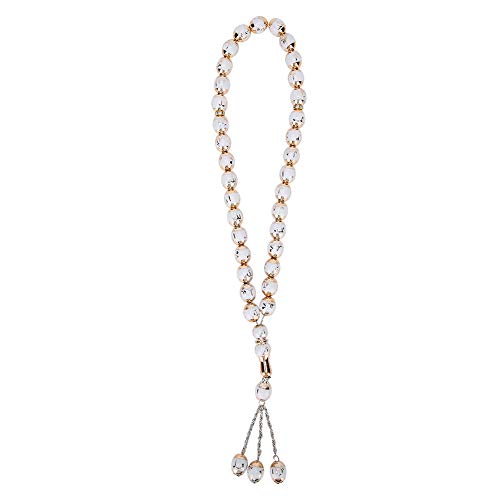 YUYTE Muslimische Gebetsperlen Tasbih Misbaha - 7 Farbharz Rosenkranz mit Geschnitzten Worten für Anbetung Unisex Elegantes Design 35 Cm 49g (WHITE) von YUYTE