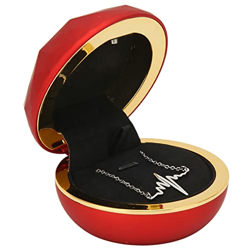 YUYTE Samt Halsketten Anhänger Box, LED Licht Anhänger Halsketten Geschenkbox, Exquisite Ring Geschenkbox, Tragbare Schmuckaufbewahrungsvitrine mit Licht für Heiratsantrag, Halskettenetui &(rot) von YUYTE