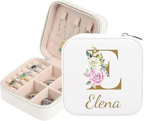 YUYUGO Personalisierte Schmuckschatulle - Reise Schmuck Etui, Personalisierte Leder Schmuckkästchen mit Geburtsblume und Namen, Geschenk für Mädchen, Geburtstage, Hochzeiten, Brautjungfern YUYUGO Personalisierte Schmuckschatulle - Reise Schmuck Etui, Personalisierte Leder Schmuckkästchen mit Geburtsblume und Namen, Geschenk für Mädchen, Geburtstage, Hochzeiten, Brautjungfern von YUYUGO