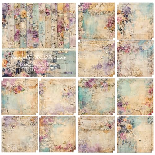24 Blätter Scrapbook Papier, Blumenmuster Designpapier Vintage Decoupage Papier Stamperia Papier Dekopapier Scrapbook Zubehör von YUYWWAN