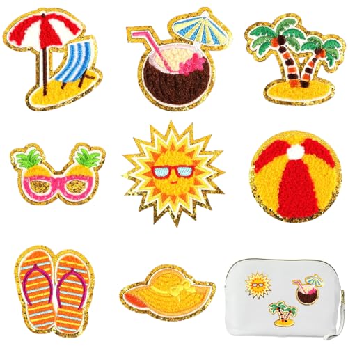 8 Blöcke Sommerlicher Strandurlaubsstil Patches zum Aufbügeln Bügelbilder, Flicken zum Aufbügeln, Aufnäher zum Aufbügeln, Bügelbilder für Erwachsene Kinder Textilien Kleidung Jeans Taschen DIY-Zubehör von YUYWWAN