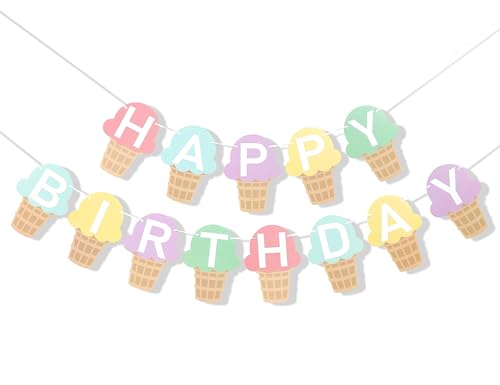 Eiscreme-Banner zum Geburtstag, Buntes Geburtstagsbanner mit Eiscreme, Süßes Sommer-Geburtstagsparty-Banner, Hängende Eiscreme-Dekoration für Kinder Babyparty Sommerparty Tropenparty Eiscreme-Banner zum Geburtstag, Buntes Geburtstagsbanner mit Eiscreme, Süßes Sommer-Geburtstagsparty-Banner, Hängende Eiscreme-Dekoration für Kinder Babyparty Sommerparty Tropenparty von YUYWWAN