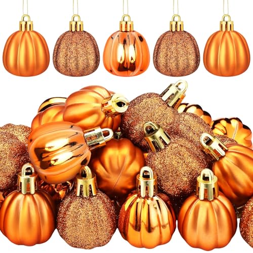 Herbstkürbis Hängedeko, 12 Stück Kürbis Hängend, Herbstdeko zum Aufhängen, Mini Kürbis Hängend Ornamente für Herbst, Herbsternte, Erntedankfest, Halloween, Wohndeko, Partyzubehör (A) von YUYWWAN