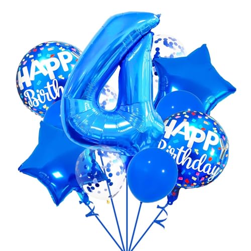 Luftballon Blau, 32 Zoll Zahl Ballon, Folien Ballons Blaue, Blaue Latex Ballons Deko für Erwachsene und Kinder Babyparty Jubiläum Geburtstag Parteien（Zahl 3 4 5 6 7） (Blau-4) von YUYWWAN