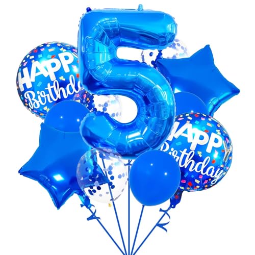 Luftballon Blau, 32 Zoll Zahl Ballon, Folien Ballons Blaue, Blaue Latex Ballons Deko für Erwachsene und Kinder Babyparty Jubiläum Geburtstag Parteien（Zahl 3 4 5 6 7） (Blau-5) von YUYWWAN