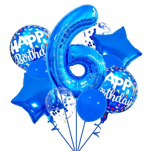 Luftballon Blau, 32 Zoll Zahl Ballon, Folien Ballons Blaue, Blaue Latex Ballons Deko für Erwachsene und Kinder Babyparty Jubiläum Geburtstag Parteien（Zahl 3 4 5 6 7） (Blau-6) von YUYWWAN