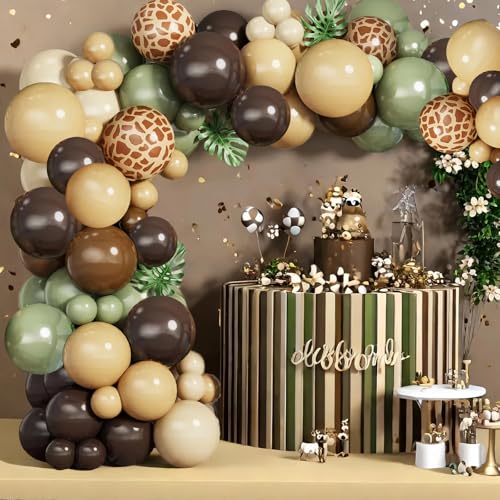 Luftballons Girlande, 86 Pcs Ballongirlande Salbeigrün Ballon Set, Olive Grün Gelb Braun Beige Luftballons Girlande Deko, Gelb Grün Ballon Ballonbogen für Geburtstag Babyparty Hochzeit Baby Shower von YUYWWAN