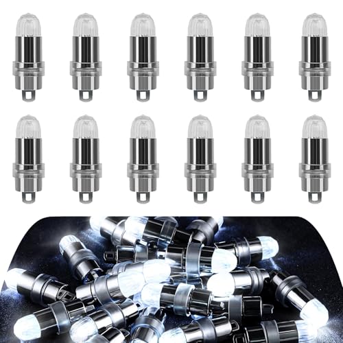 YUYWWAN Kleine LED Lichter 12 Stück Ballonlichter Mini Ballonlichter Kleine Lichter mit Batterie Weiß Lichter für Lampions mit Aufhängeloch Puppenhaus LED Mini Licht (Weiß) von YUYWWAN