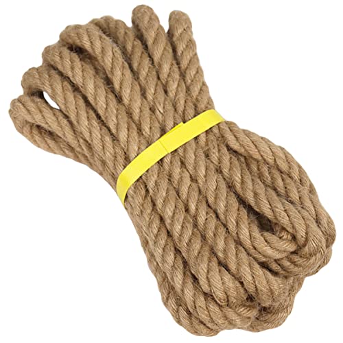 Gedrehtes Manila-Seil Juteseil (1,9 cm x 6,1 m) natürliches dickes Hanfseil für Basteln, Geländer, Hängematte, Dekorieren von YUZENET