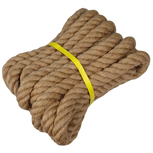 Verdrehtes Manila-Seil Juteseil (2,5 cm x 3 m) Natürliches dickes Hanfseil für Handwerk, nautisch, Geländer, Hängematte, Dekorieren von YUZENET