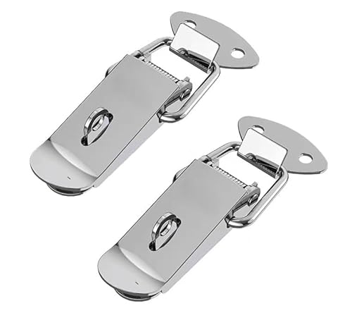 YUZGUHEY 2 Stück DuckMouth-Schnalle, Hakenschloss, Edelstahl, Federzug, Knebelverschluss, Klemmclip, silberner Haspenverschluss, Verschluss, Holzbox-Federschnalle(B 304 Stainless Steel 85mm) von YUZGUHEY